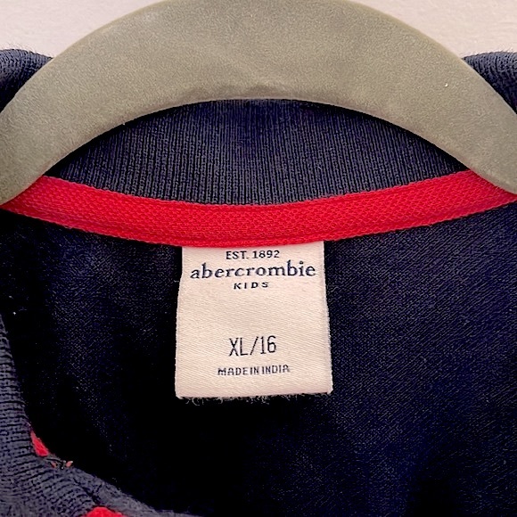 NWT Abercrombie Kid's Navy Blue Polo. Size XL 16. - Picture 5 of 11
